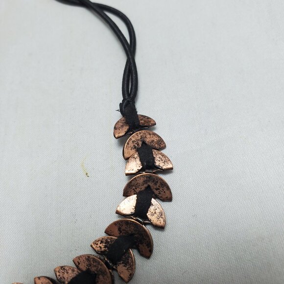 BKE bronze tone leaf shape necklace with black cord - Picture 6 of 6